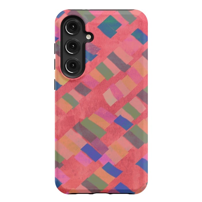 Galaxy S24 Plus StrongFit Abstract art pink design by Josie