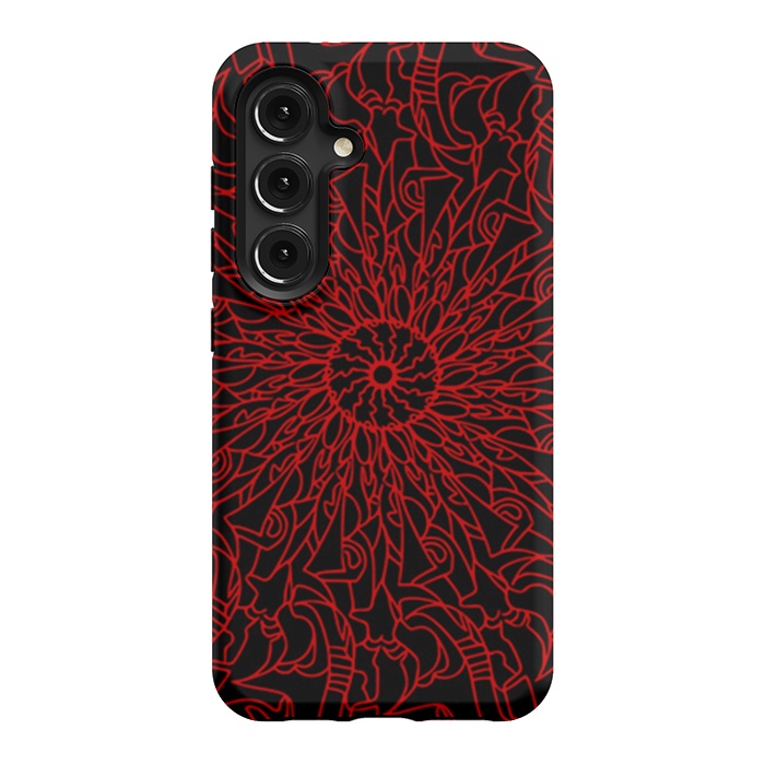 Galaxy S24 StrongFit Red Mandala intricate pattern by Josie