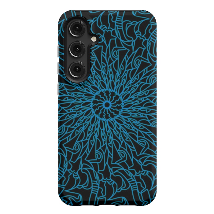 Galaxy S24 Plus StrongFit Blue intricate pattern floral mandala geometry by Josie