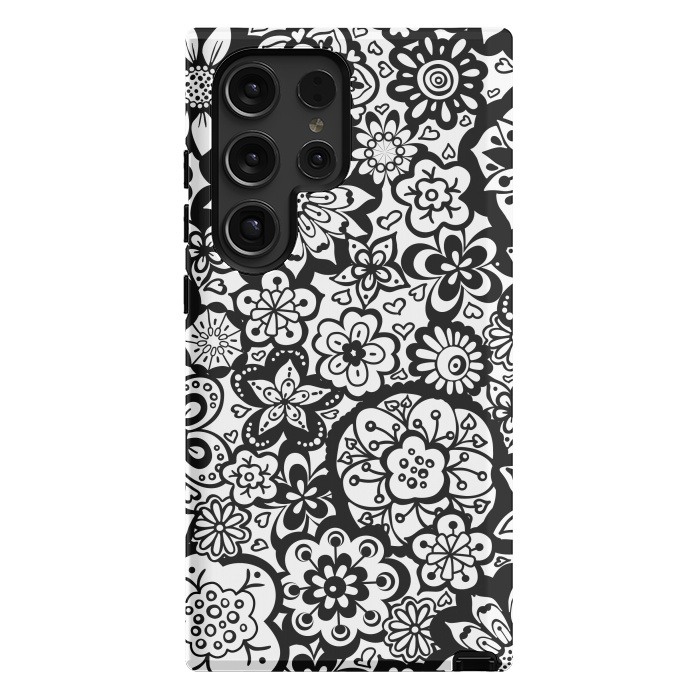 Galaxy S24 Ultra StrongFit Beautiful Bouquet of Blooms-Black and White by Paula Ohreen
