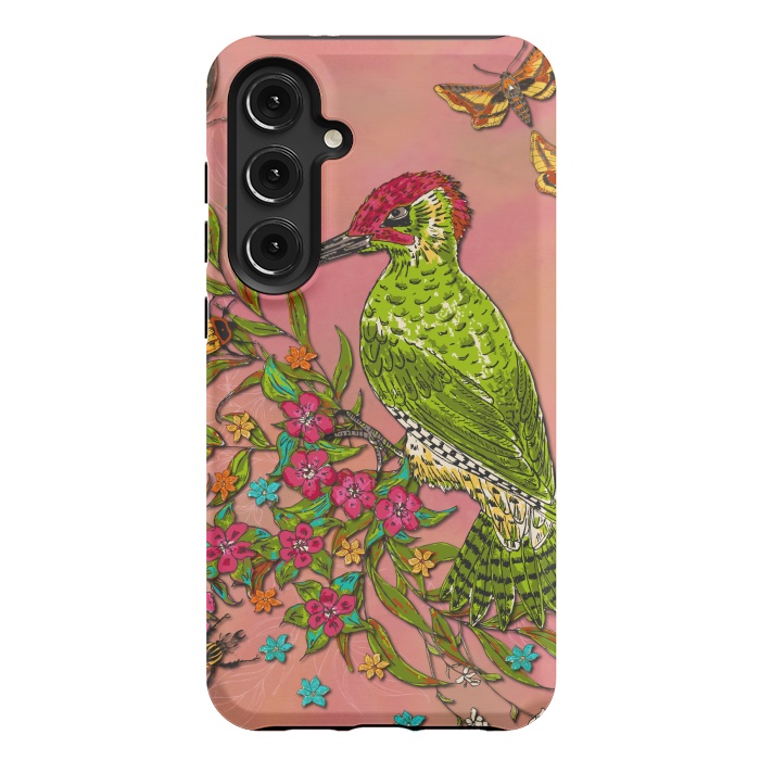 Galaxy S24 Plus StrongFit Floral Woodpecker by Lotti Brown