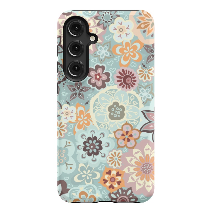 Galaxy S24 Plus StrongFit Beautiful Bouquet of Blooms-Blue and Pink by Paula Ohreen