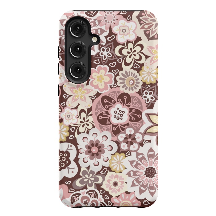 Galaxy S24 Plus StrongFit Bouquet of Blooms-Brown and Yellow by Paula Ohreen