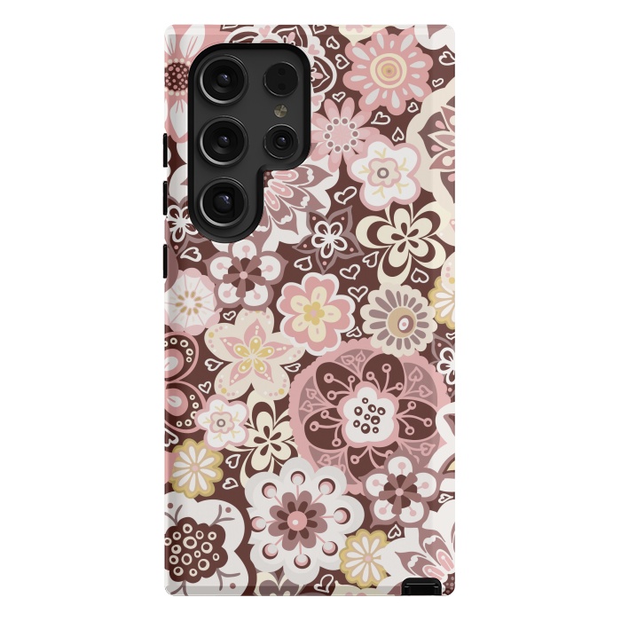 Galaxy S24 Ultra StrongFit Bouquet of Blooms-Brown and Yellow by Paula Ohreen