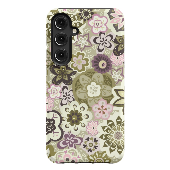 Galaxy S24 Plus StrongFit Bouquet of Blooms-Green and Pink by Paula Ohreen