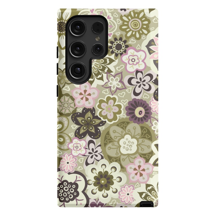 Galaxy S24 Ultra StrongFit Bouquet of Blooms-Green and Pink by Paula Ohreen