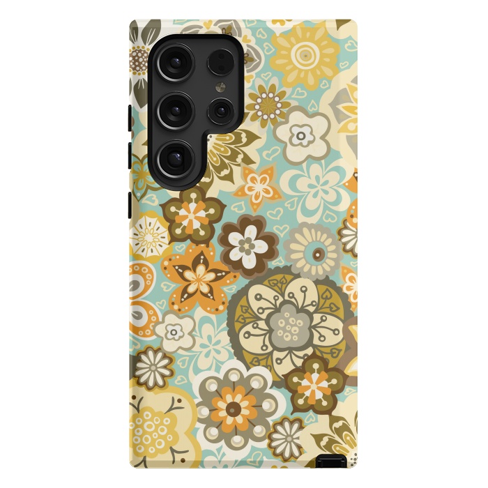 Galaxy S24 Ultra StrongFit Bouquet of Blooms-Blue and Orange by Paula Ohreen