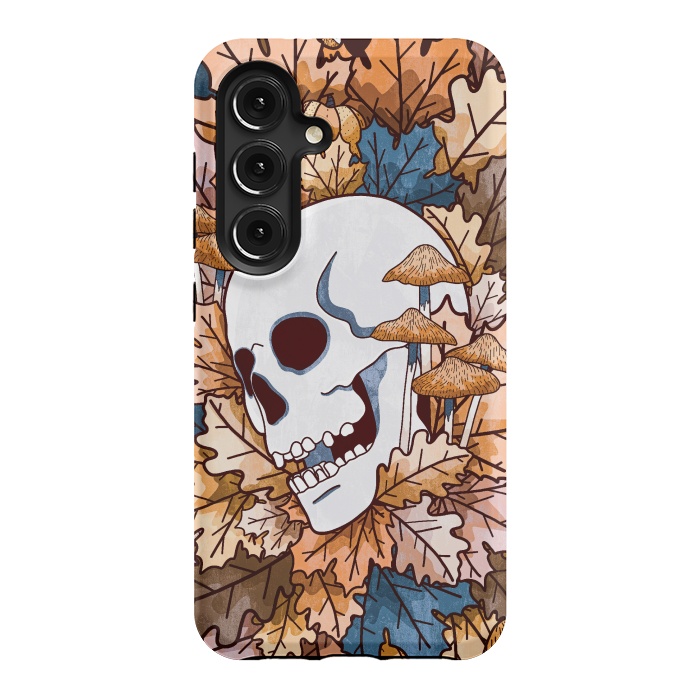 Galaxy S24 StrongFit The autumnal skull and mushrooms by Steve Wade (Swade)