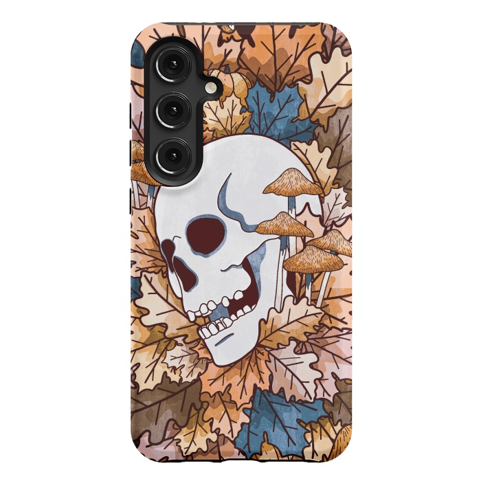 Galaxy S24 Plus StrongFit The autumnal skull and mushrooms by Steve Wade (Swade)