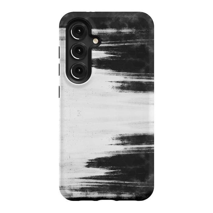 Galaxy S24 StrongFit Black and white brushed marble by Oana 