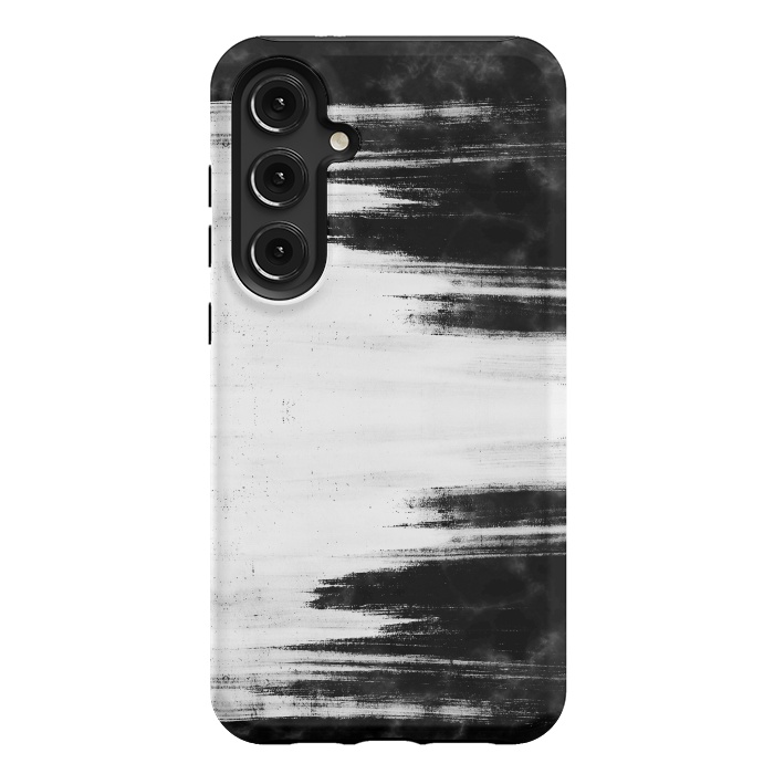 Galaxy S24 Plus StrongFit Black and white brushed marble by Oana 