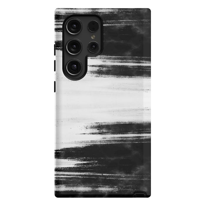 Galaxy S24 Ultra StrongFit Black and white brushed marble by Oana 