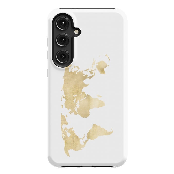 Galaxy S24 Plus StrongFit Gold World Map by Tangerine-Tane