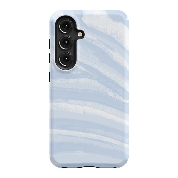 Galaxy S24 StrongFit Baby blue pastel marble stripes by Oana 