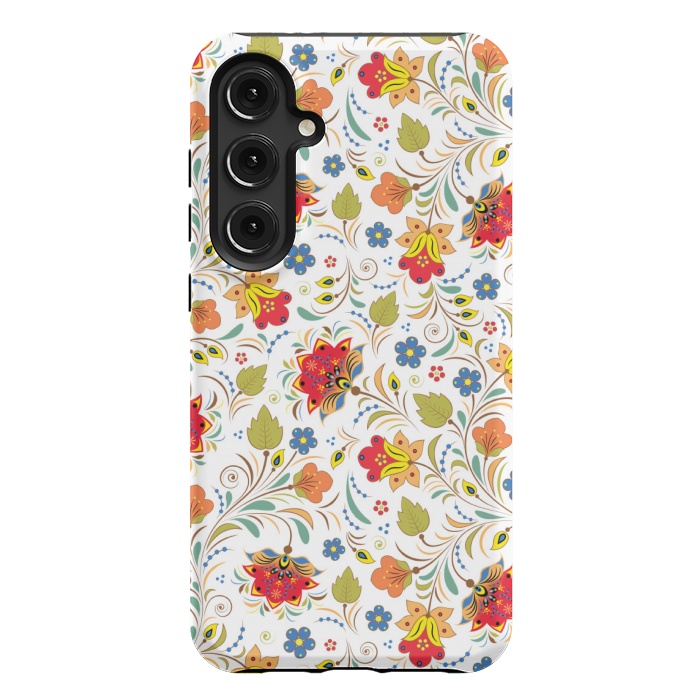 Galaxy S24 Plus StrongFit red yellow floral pattern by MALLIKA