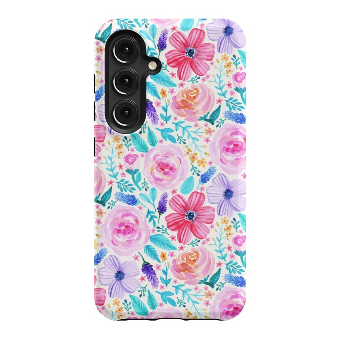 Galaxy S24 StrongFit Bold Blooms - Cool Colours by Tangerine-Tane