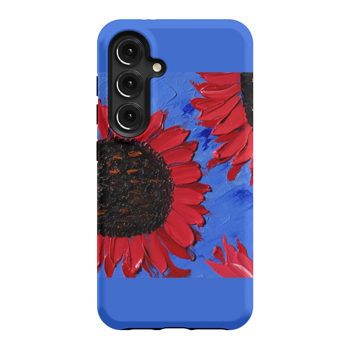 Galaxy S24 StrongFit Red sunflowers art by ArtKingdom7