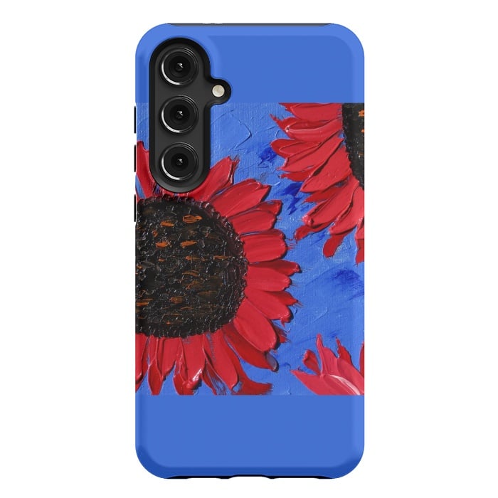 Galaxy S24 Plus StrongFit Red sunflowers art by ArtKingdom7