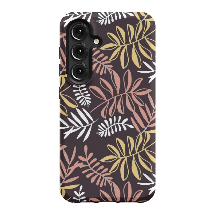 Galaxy S24 StrongFit Neutral modern tropical leaves by Oana 