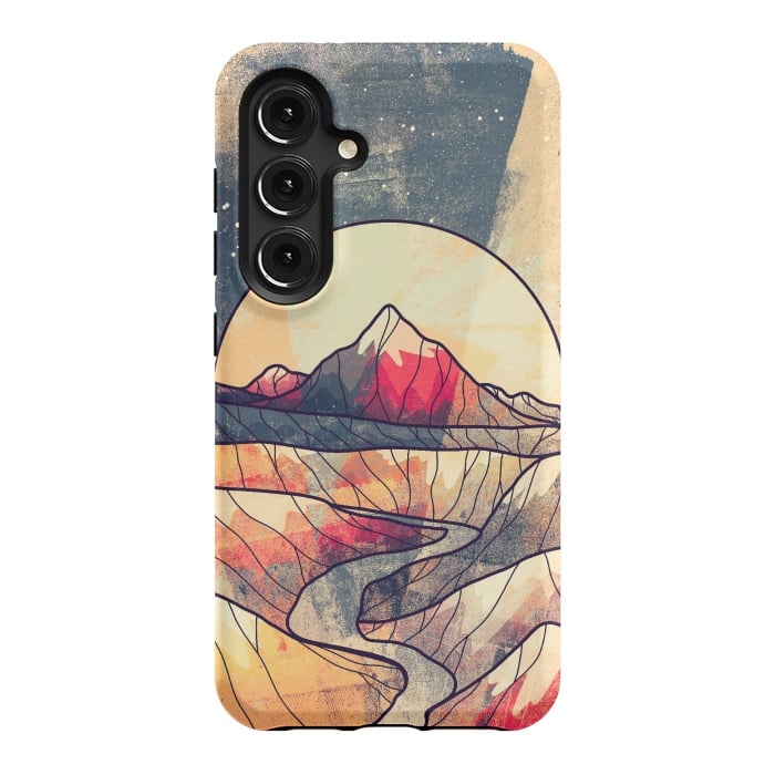 Galaxy S24 StrongFit Retro river mountains by Steve Wade (Swade)