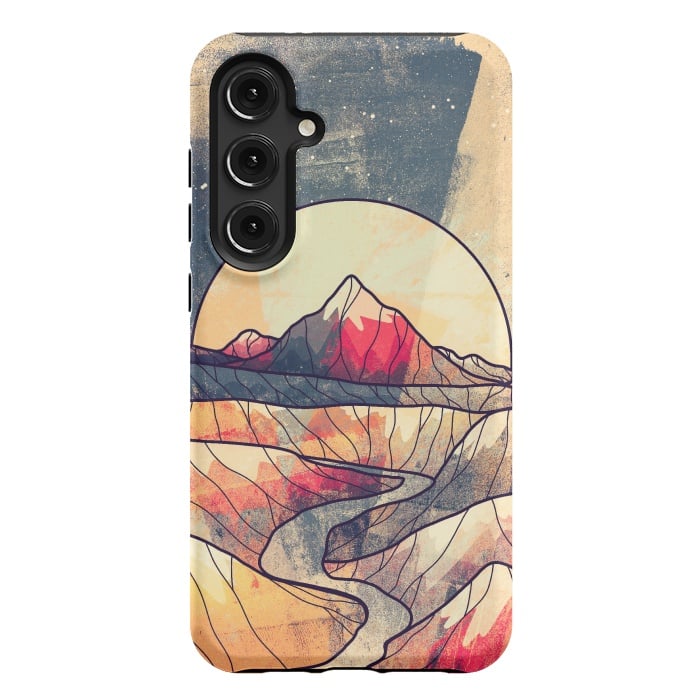 Galaxy S24 Plus StrongFit Retro river mountains by Steve Wade (Swade)