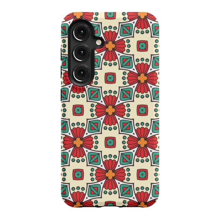 Galaxy S24 StrongFit red floral print by MALLIKA