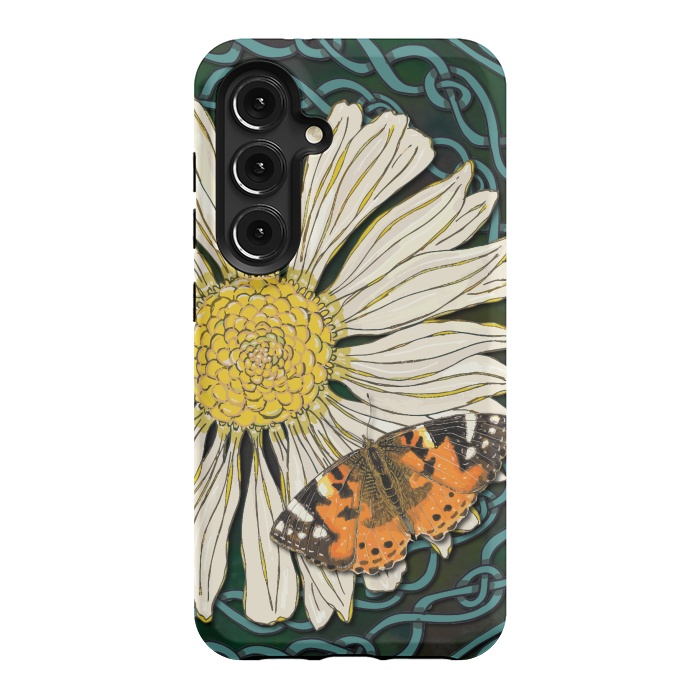 Galaxy S24 StrongFit Daisy and Butterfly by Lotti Brown