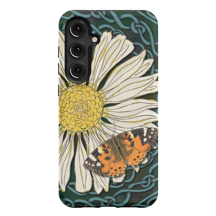 Galaxy S24 Plus StrongFit Daisy and Butterfly by Lotti Brown