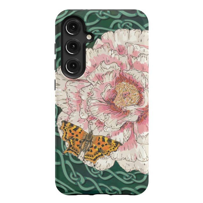 Galaxy S24 Plus StrongFit Peony and Butterfly by Lotti Brown