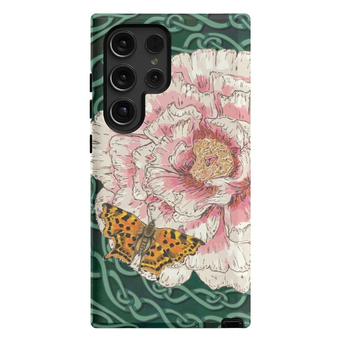 Galaxy S24 Ultra StrongFit Peony and Butterfly by Lotti Brown