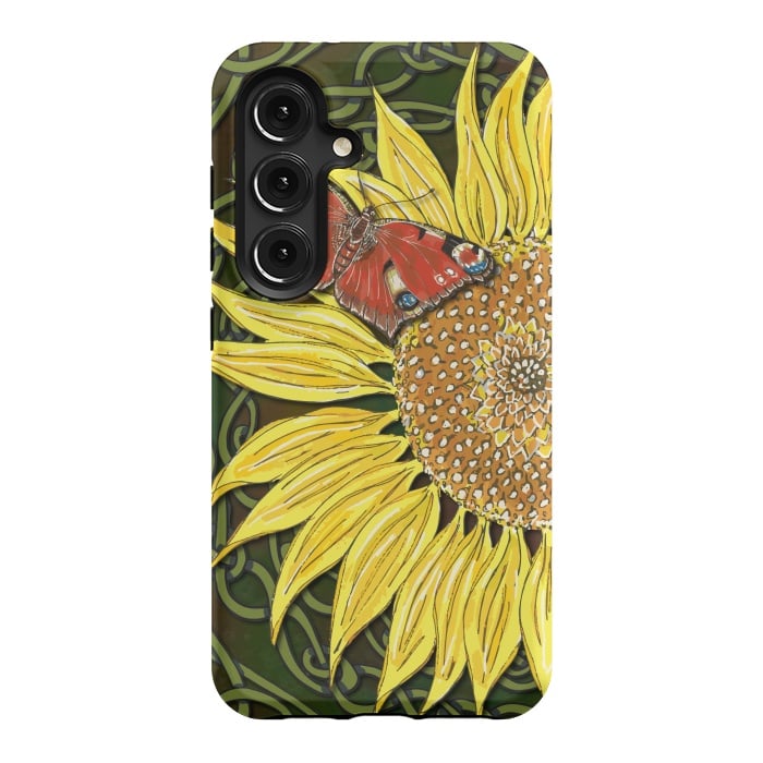 Galaxy S24 StrongFit Sunflower and Butterfly by Lotti Brown
