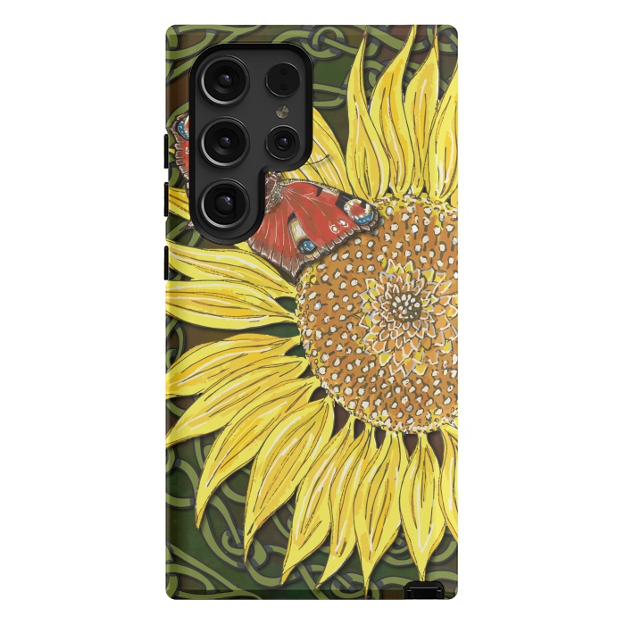 Galaxy S24 Ultra StrongFit Sunflower and Butterfly by Lotti Brown