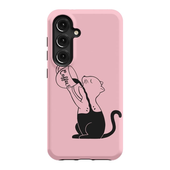 Galaxy S24 StrongFit Cat full coffee Pink by Coffee Man