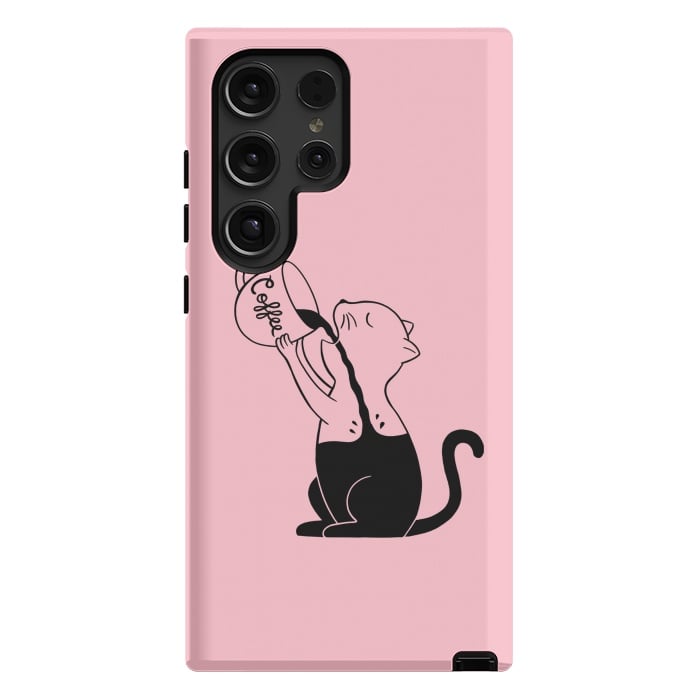 Galaxy S24 Ultra StrongFit Cat full coffee Pink by Coffee Man