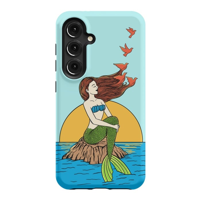 Galaxy S24 StrongFit Mermaid and birds by Coffee Man
