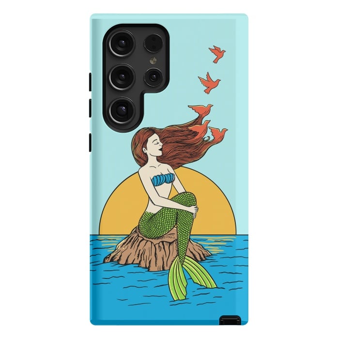Galaxy S24 Ultra StrongFit Mermaid and birds by Coffee Man