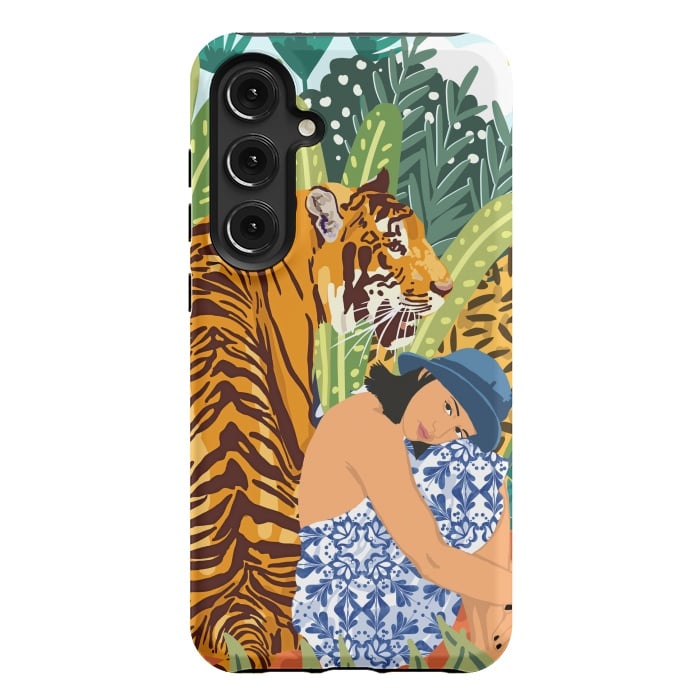 Galaxy S24 Plus StrongFit Awaken The Tiger Within Illustration, Wildlife Nature Wall Decor, Jungle Human Nature Connection by Uma Prabhakar Gokhale