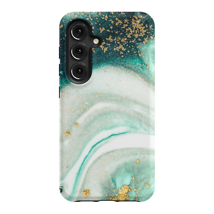Galaxy S24 StrongFit Green Marble Swirls and Agate Ripples by ArtsCase