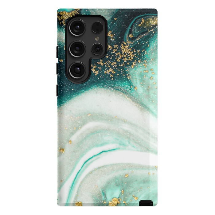 Galaxy S24 Ultra StrongFit Green Marble Swirls and Agate Ripples by ArtsCase