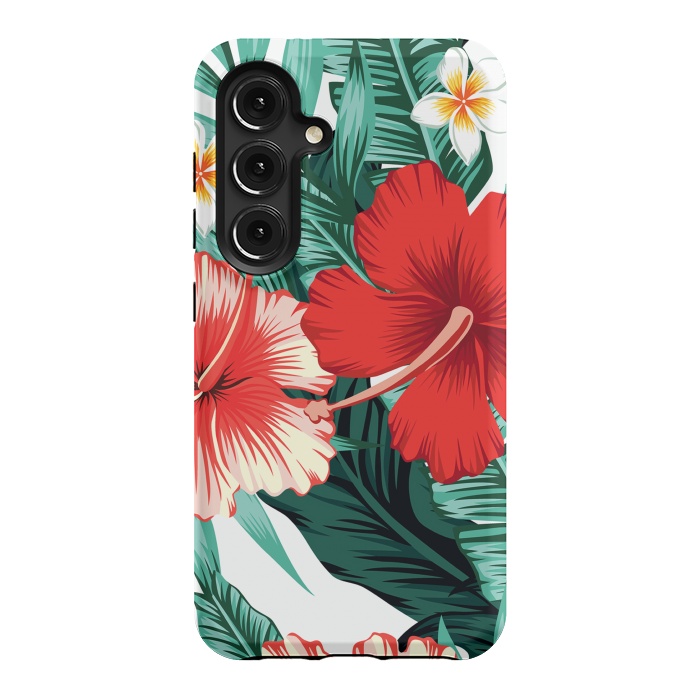 Galaxy S24 StrongFit Exotic Green Tropical Palm fern Leaves by ArtsCase