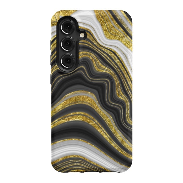 Galaxy S24 StrongFit elegant marble golden waves by haroulita