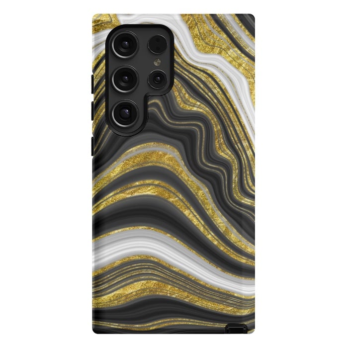 Galaxy S24 Ultra StrongFit elegant marble golden waves by haroulita
