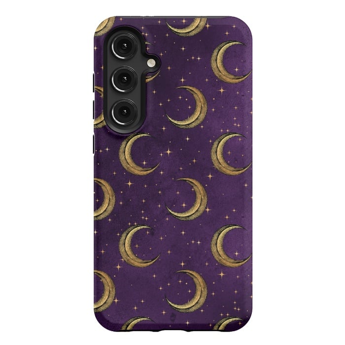 Galaxy S24 Plus StrongFit gold moon in night sky by haroulita