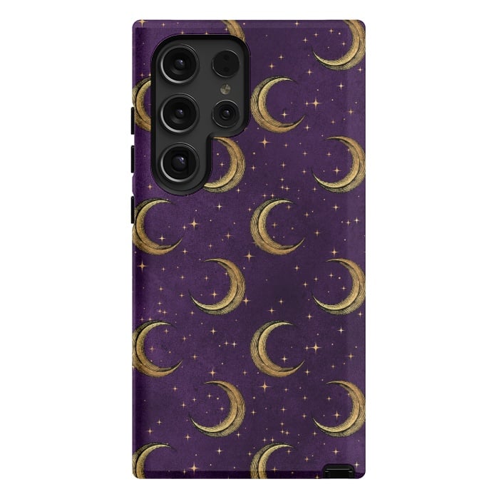 Galaxy S24 Ultra StrongFit gold moon in night sky by haroulita