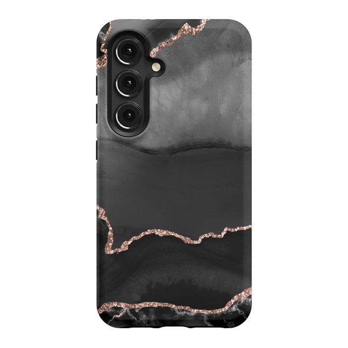 Galaxy S24 StrongFit black rosegold agate by haroulita