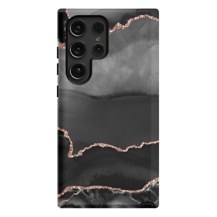 Galaxy S24 Ultra StrongFit black rosegold agate by haroulita