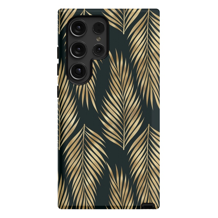 Galaxy S24 Ultra StrongFit black gold fern leaves  by haroulita