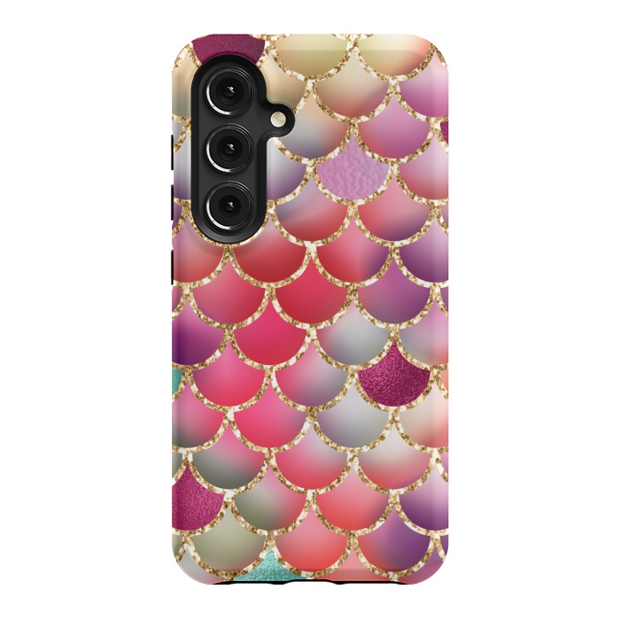 Galaxy S24 StrongFit colorful mermaid glitter scales by haroulita