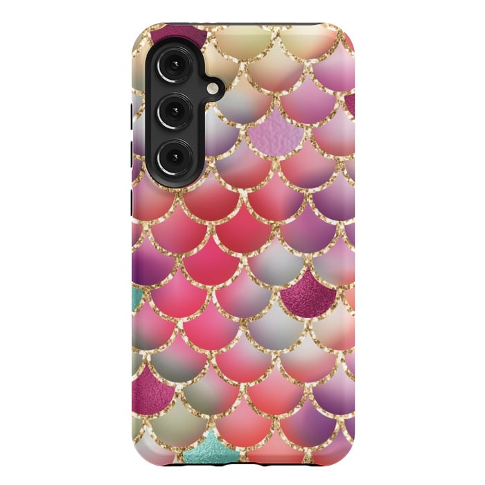 Galaxy S24 Plus StrongFit colorful mermaid glitter scales by haroulita