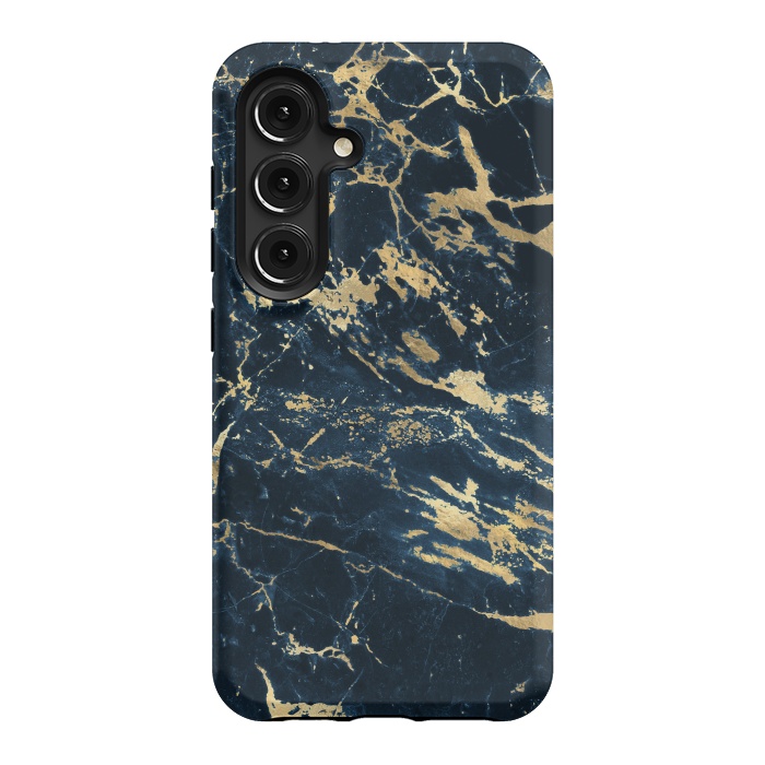 Galaxy S24 StrongFit dark blue gold marble by haroulita